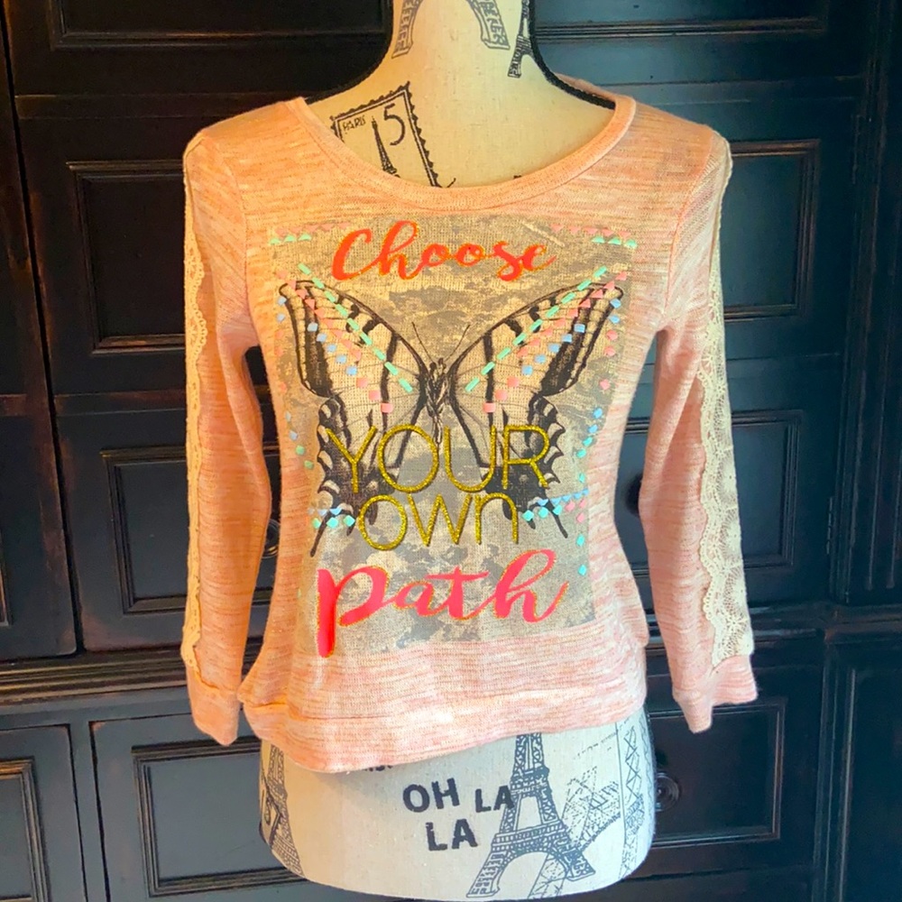Arizona Jean pink butterfly shirt size XL girls